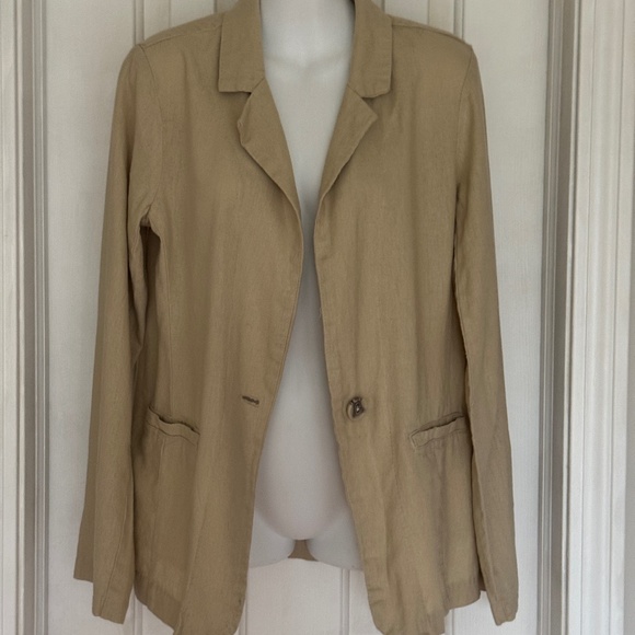 Sanctuary Linen Blend Tan 1 button Blazer With Pockets Woman Size small S - Picture 1 of 4